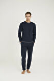 9222 Erkek O.yaka Pijama Takım - Lacivert - XL