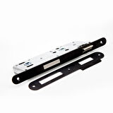 Lusso Siyah Kare Rozetli WC Kapı Kolu ve 45X18mm Siyah WC Gömme Kilit Set