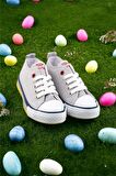 Unisex Erkek Kız Çocuk Keten Kısa Convers Modeli Bağcıklı Spor Ayakkabı GRİ