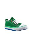 Unisex Erkek Kız Çocuk Keten Kısa Convers Modeli Bağcıklı Spor Ayakkabı YEŞİL