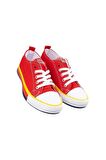 Unisex Erkek Kız Çocuk Keten Kısa Convers Modeli Bağcıklı Spor Ayakkabı KIRMIZI
