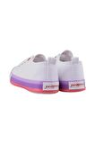 Unisex Erkek Kız Çocuk Keten Kısa Convers Modeli Bağcıklı Spor Ayakkabı Beyaz-Lila