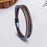  FM Kahverengi Siyah Saç Örgü Ve Çelik Bileklik 31833B10D2 