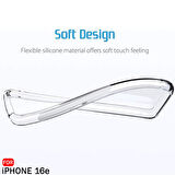 Apple iPhone 16E ile Uyumlu Kılıf Şeffaf Esnek Silikon Telefon Kılıfı Kapak