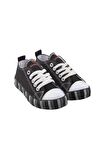 Unisex Çocuk Keten Kısa Convers Modeli Bağcıklı Spor Ayakkabı SİYAH