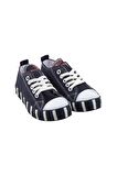 Unisex Çocuk Keten Kısa Convers Modeli Bağcıklı Spor Ayakkabı LACİVERT