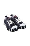Unisex Çocuk Keten Kısa Convers Modeli Bağcıklı Spor Ayakkabı LACİVERT