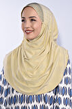 Taşlı Pileli Hijab Bej  - Krem