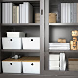 Kapaklı kutu, beyaz-bambu, 26x35x15 cm