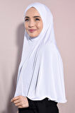 Peçeli Hijab Standart Beden Beyaz - Beyaz