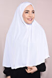 Peçeli Hijab Standart Beden Beyaz - Beyaz