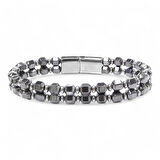  FM Çelik Halatlı Elmas Kesim Hematit Ayarlanabilir Bileklik 31832B20D2 