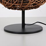 Afrika Siyah Ayaklı Rattan Led Masa Lambası, Bohem Masa Lambası, Çalışma Masası Lambası 25x30cm