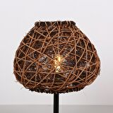 Afrika Siyah Ayaklı Rattan Led Masa Lambası, Bohem Masa Lambası, Çalışma Masası Lambası 25x30cm