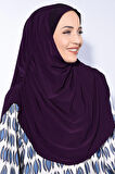Taşlı Pileli Hijab Mürdüm  - Mürdüm