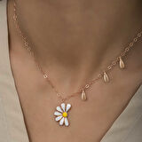 Gümüş Rose Papatya Seviyor Sevmiyor kadin Kolye