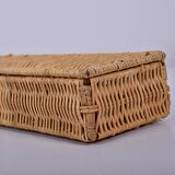 Organizer, Rattan Kapaklı Saklama Kutusu, Dekoratif Obje, Takı Kutusu, Dolap İçi Düzenleyici 26x5cm