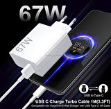 67w Turbo type-c Akım korumalı hassas şarj aleti seti Saniye sayaçlı süper charger