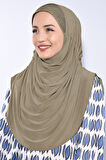 Taşlı Pileli Hijab Açık Vizon  - Vizon
