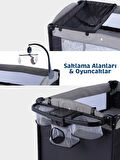Baby Storch - Sallanabilir Anne Yanı Park Yatak ve Oyun Parkı Full Set - Siyah/Gri