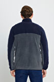 Standart Fit Dik Yaka İçi Polarlı Çift Renk Polar Sweatshirt
