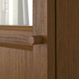 Cam/panel kapaklı kitaplık, kahverengi ceviz görünüm, 40x30x202 cm