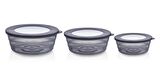 Saklama Kabı 3'lü Set Füme Saklama Kabı Seti & Yuvarlak Saklama Kabı Seti (400/700/1100 ml)