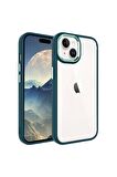 Apple iPhone 15 Plus ile Uyumlu Kılıf Şeffaf Arka Yüzey Renkli Kenar Çerçeve Telefon Kılıfı Kapak