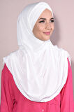 3 Bantlı Hazır Pileli Tesettür Hijab Ekru - Ekru