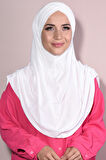 3 Bantlı Hazır Pileli Tesettür Hijab Ekru - Ekru