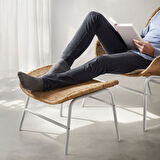 Ayak uzatma taburesi, rattan, mindersiz