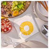 Desenli peçete, beyaz-sarı, 33x33 cm, 30 adet