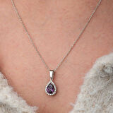 Gümüş Damla Mor Taşlı Kadın Kolye