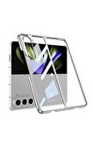 Samsung Galaxy Z Fold 5 ile Uyumlu Kılıf 180 Derece Açılıp Kapanabilen Cam Telefon Kılıfı Kapak