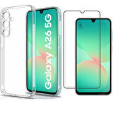 Samsung Galaxy A26 Uyumlu Kılıf Esnek Silikon Telefon Kılıfı ve Temperli Cam Ekran Koruyucu