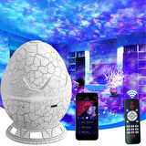 Çatlak Dinozor Yumurtası Tasarımlı Projektörlü Gece Lambası Bluetooth Özellikli 