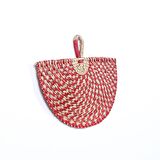 Japandi Bambu ve Deniz Sazı Hasır Doğal Kırmızı Bej Renk Japon Bohem Duvar Dekoru 42x34cm