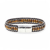  FM Kaplan Gözü & Hematit Çelik Örgülü Deri Bileklik 31832B22D1 