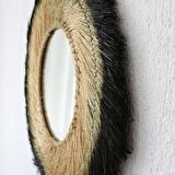 Japandi, Retro Eklektik, Bohem, İskandinav Dekoratif Bambu Siyah Aynalı Deniz Sazı Duvar Süsü 60cm