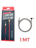 Metal Başlık TPE Kablo 3.5mm Aux Kablo 1 Metre Renkli
