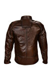 Unisex Antik Kahve Moto Deri Mont