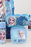 DEKOMUS LİSANSLI ELSA FROZEN ANAOKUL ÇANTASI,KALEM ÇANTASI,BESLENME ÇANTASI,BESLENME KABI VE 500 ML MATARA OKUL SETİ