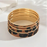 Leopar Desenli 4’lü Altın Kaplama Bijuteri Bileklik Seti – Şık ve Dikkat Çekici Tasarım