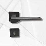 Stilo Antrasit Kare Rozetli Oda Kapı Kolu ve 40X23mm Antrasit Oda Gömme Kilit Set