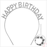 Gümüş Kristal Taşlı Happy Birthday Doğum Günü Tacı İthal Ürün A Kalite 17x16 Cm - Lisinya