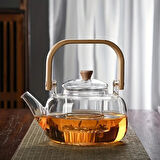 Ahşap Saplı Cam Filtreli Demlik 