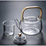 Ahşap Saplı Cam Filtreli Demlik 