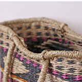 El Yapımı Bohem Yaz Plaj Deniz Sazı Hasır Çanta, Pembe-Bej-Siyah Kadın Omuz Çantası 50x20x30x47cm
