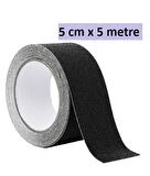 5 Cm X 5 Metre Merdiven, Zemin, Rampa için Kaydırmaz Bant, Yapışkanlı Kaymaz Bant Siyah