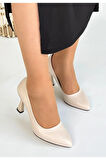 Ulba Bej Cilt Stiletto Ayakkabı